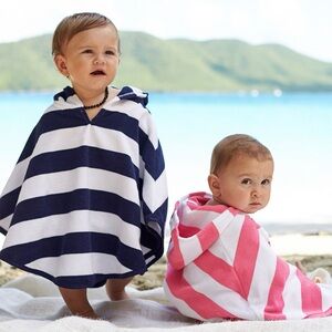 NWT Pottery Barn Kids Navy and White Rugby Stripe Baby Cover-Up